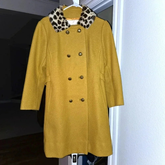 Vintage mustard color peacoat w/fur - Picture 1 of 8